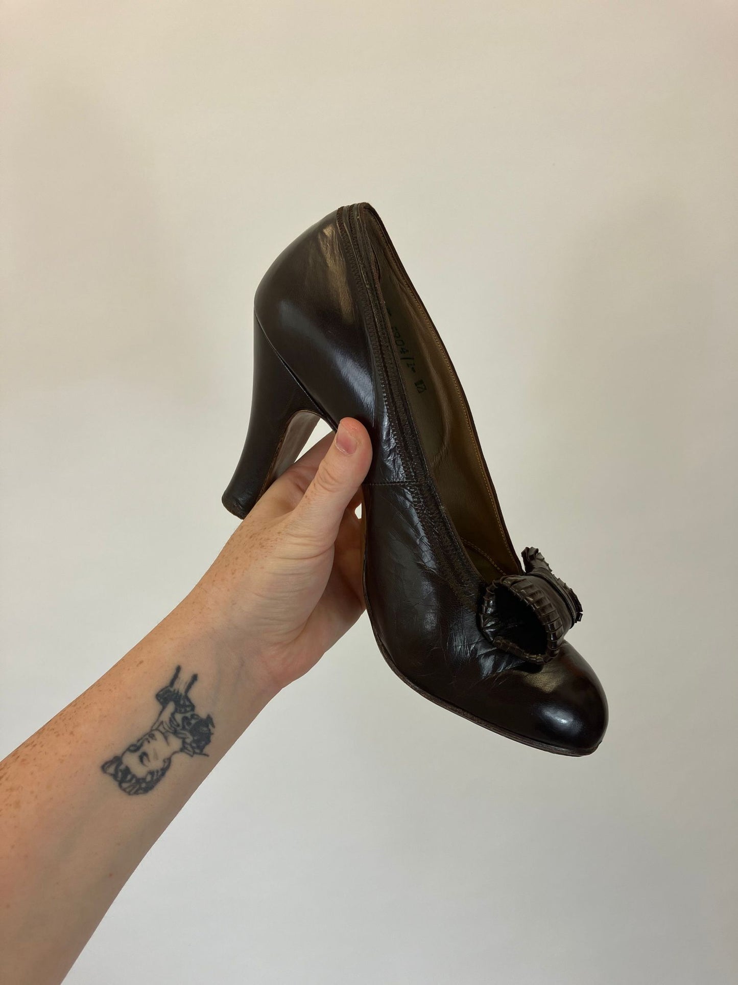 Original 30's / 40's Spectacular High heeled shoes - Rich Brown