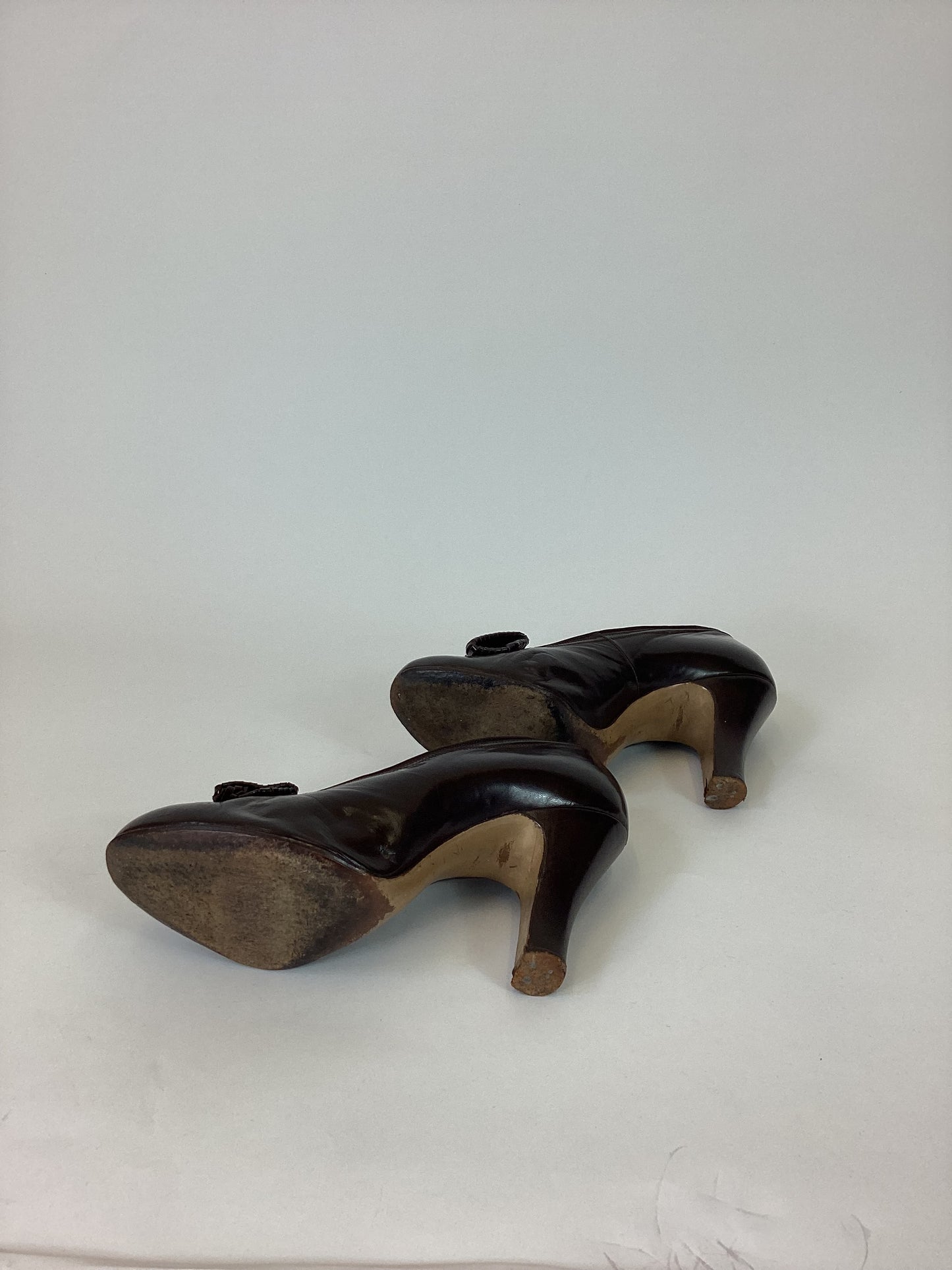 Original 30's / 40's Spectacular High heeled shoes - Rich Brown