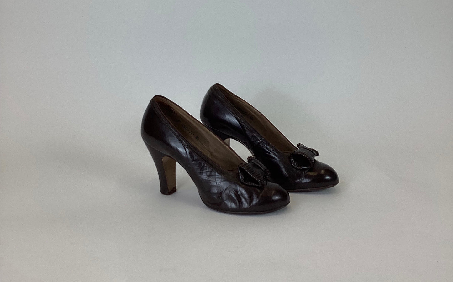 Original 30's / 40's Spectacular High heeled shoes - Rich Brown