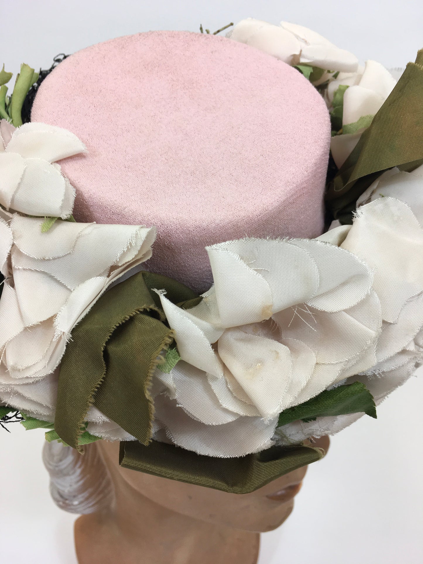 RESERVED FOR KAT -please do not buy Original 1940's Fabulous Topper Hat - Pale Pink with Flowers and Veil