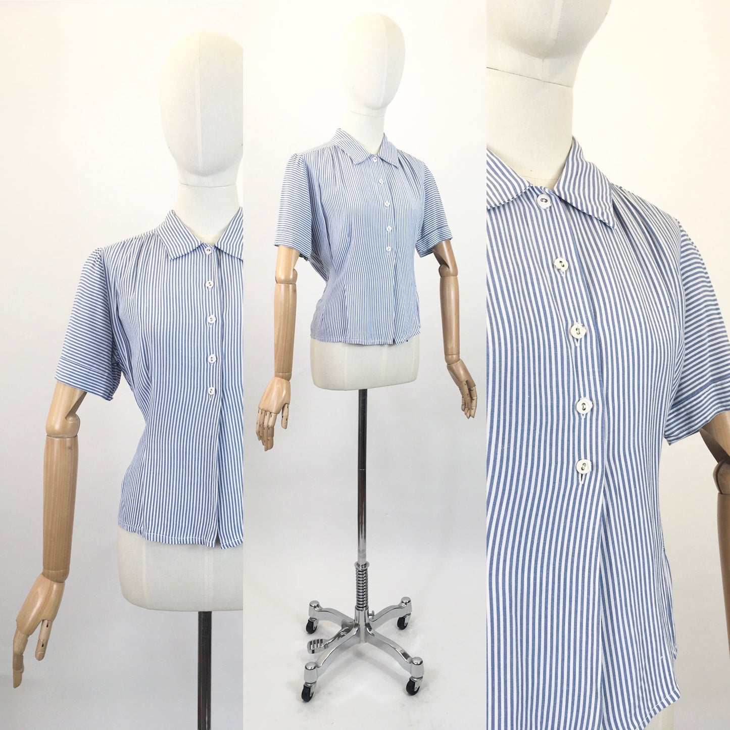 Original 1940’s Gorgeous Striped Blouse - in Blue/White