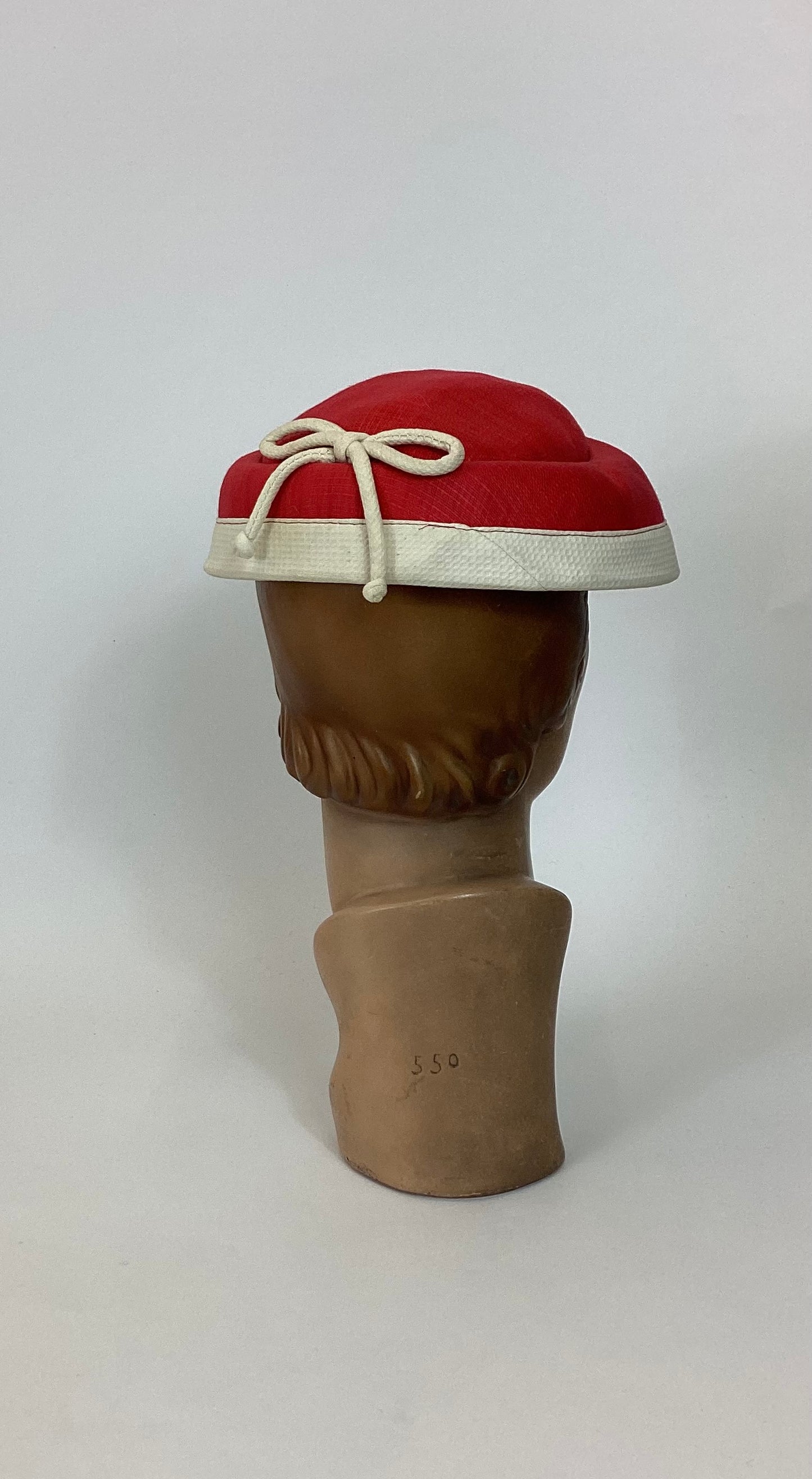 Original 50’s Fabulous Hat - Lipstick Red and Ivory contrast.