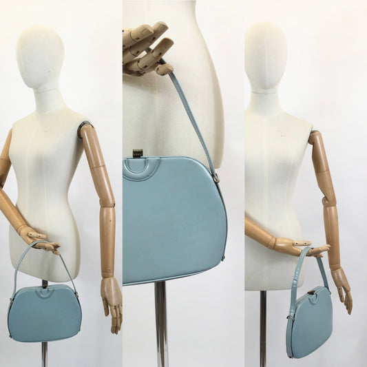 Original 1950's Single Handled Handbag - in palest of blues.