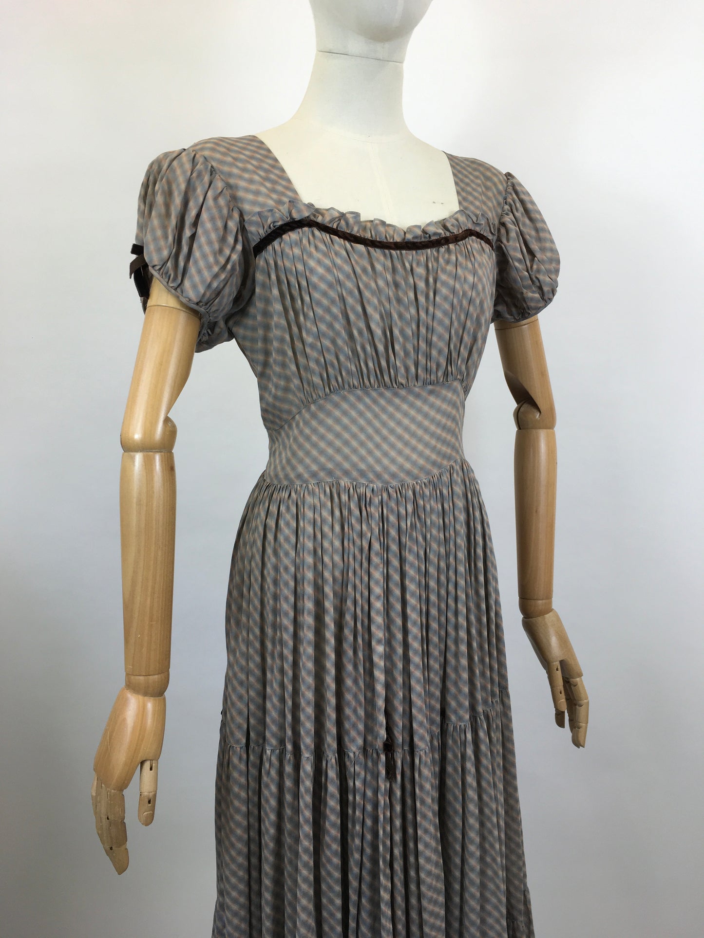 Original 1940’s Fabulous Striped Dress - Faint coloured stripes