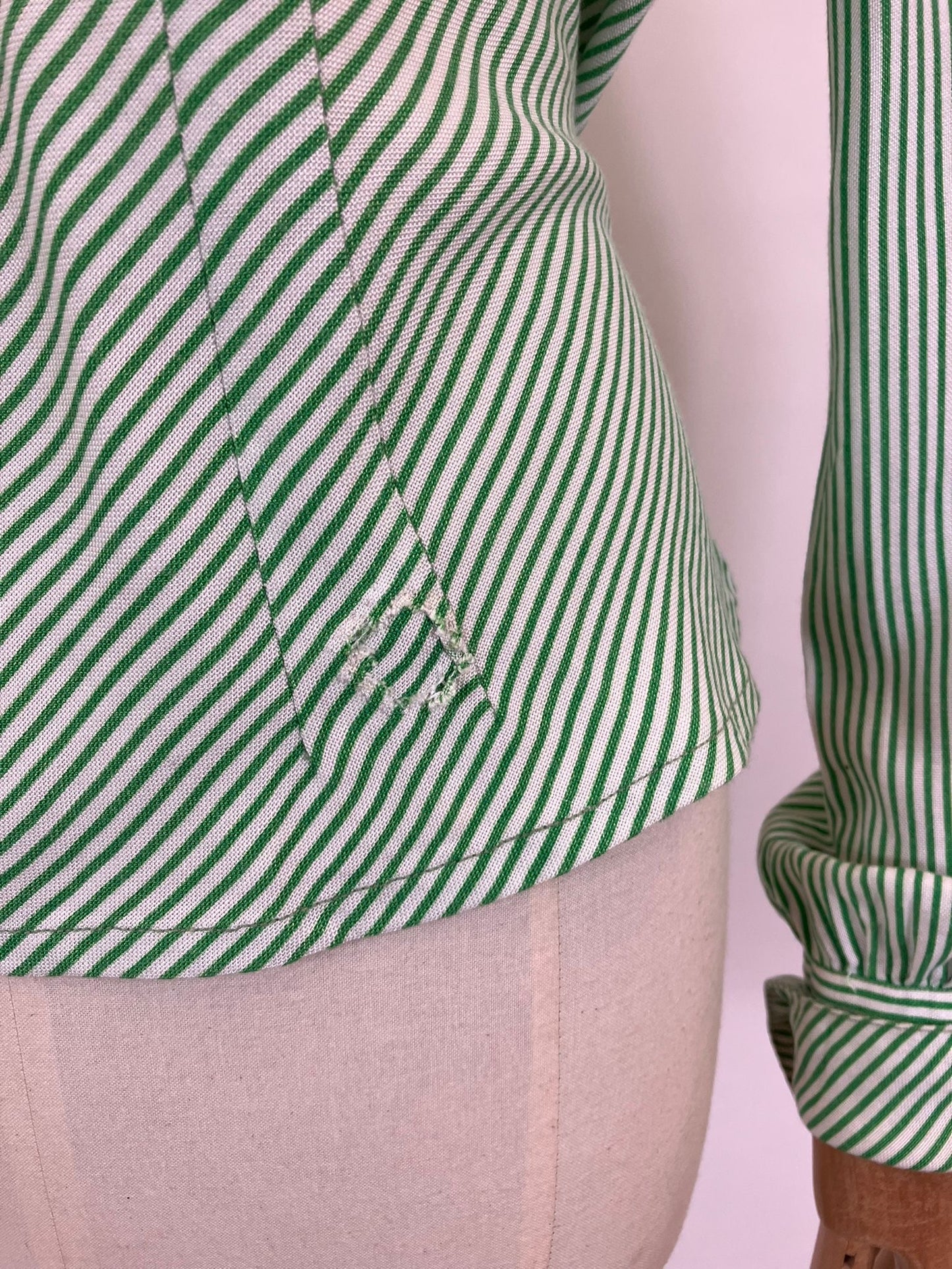 Original 1940’s CC41 Utility Blouse - vibrant Green/ White stripe