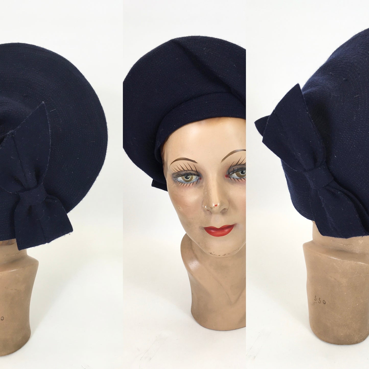 Original 40s Amazing Felt Halo Hat - Striking Navy colourway