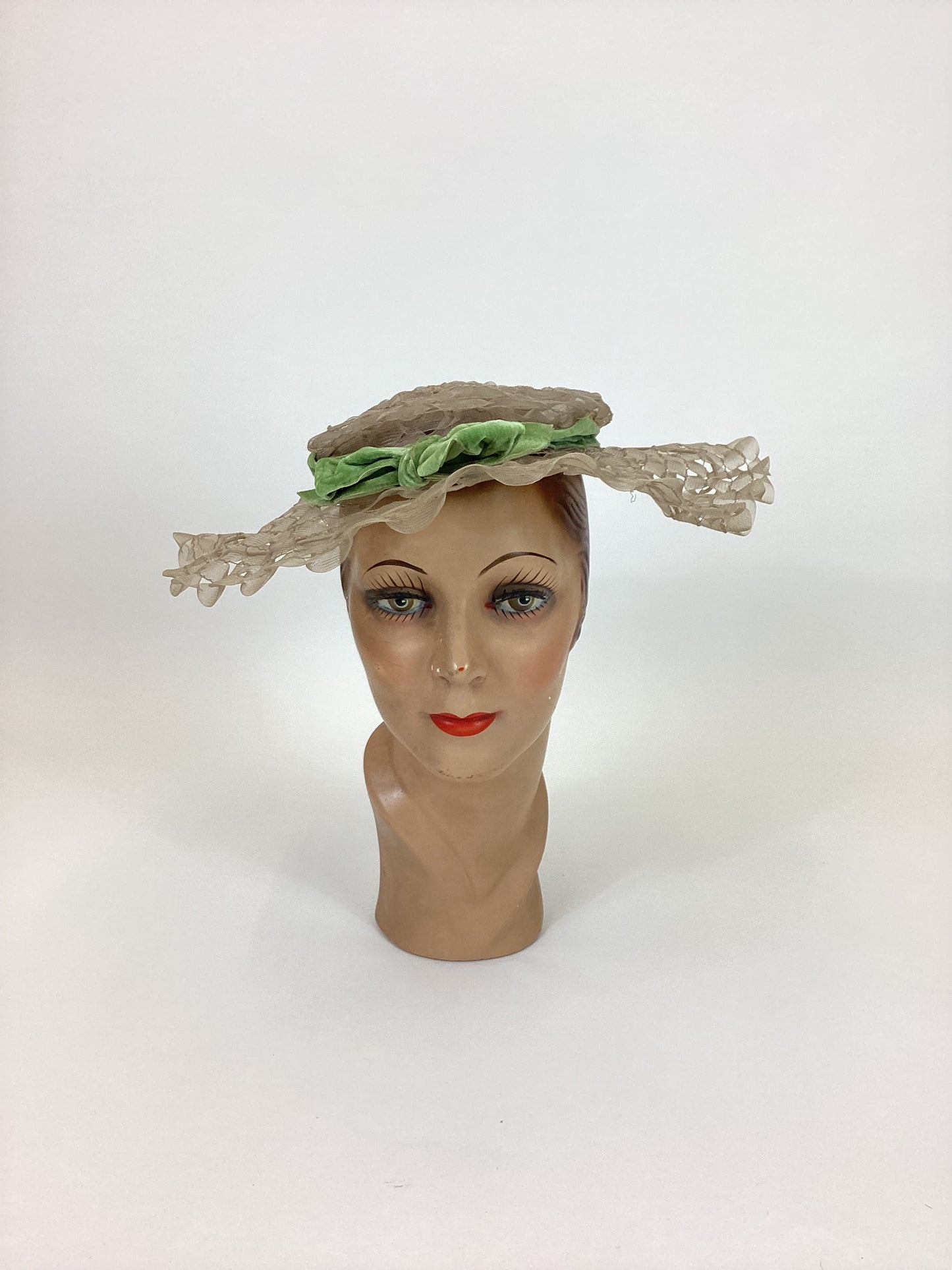 Original 1910's Amazing Edwardian Hat - in palest of pale green