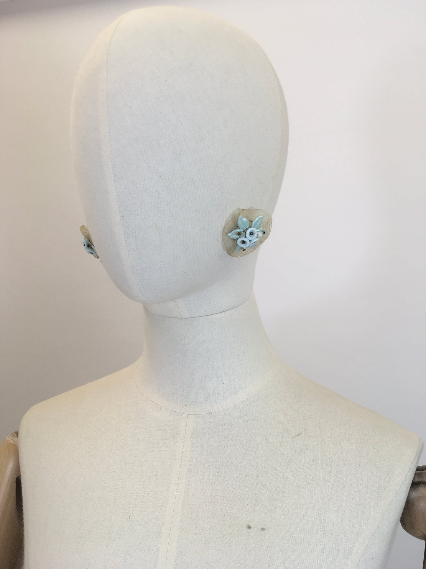 Original 40’s Amazing Clip On Earrings - Duck egg colour