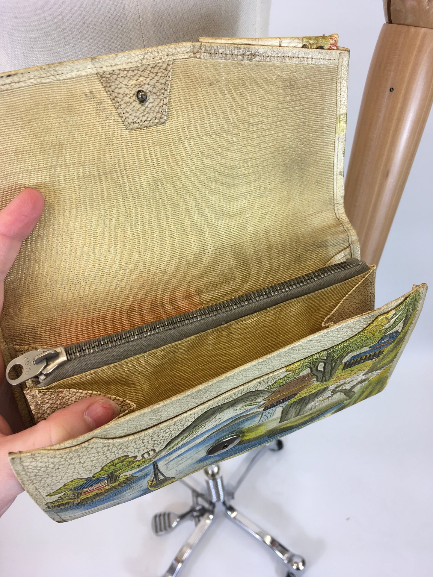 Original 1920’s / 1930’s Exquisite Tourist Clutch Handbag - With Celluloid Monkey Adornment