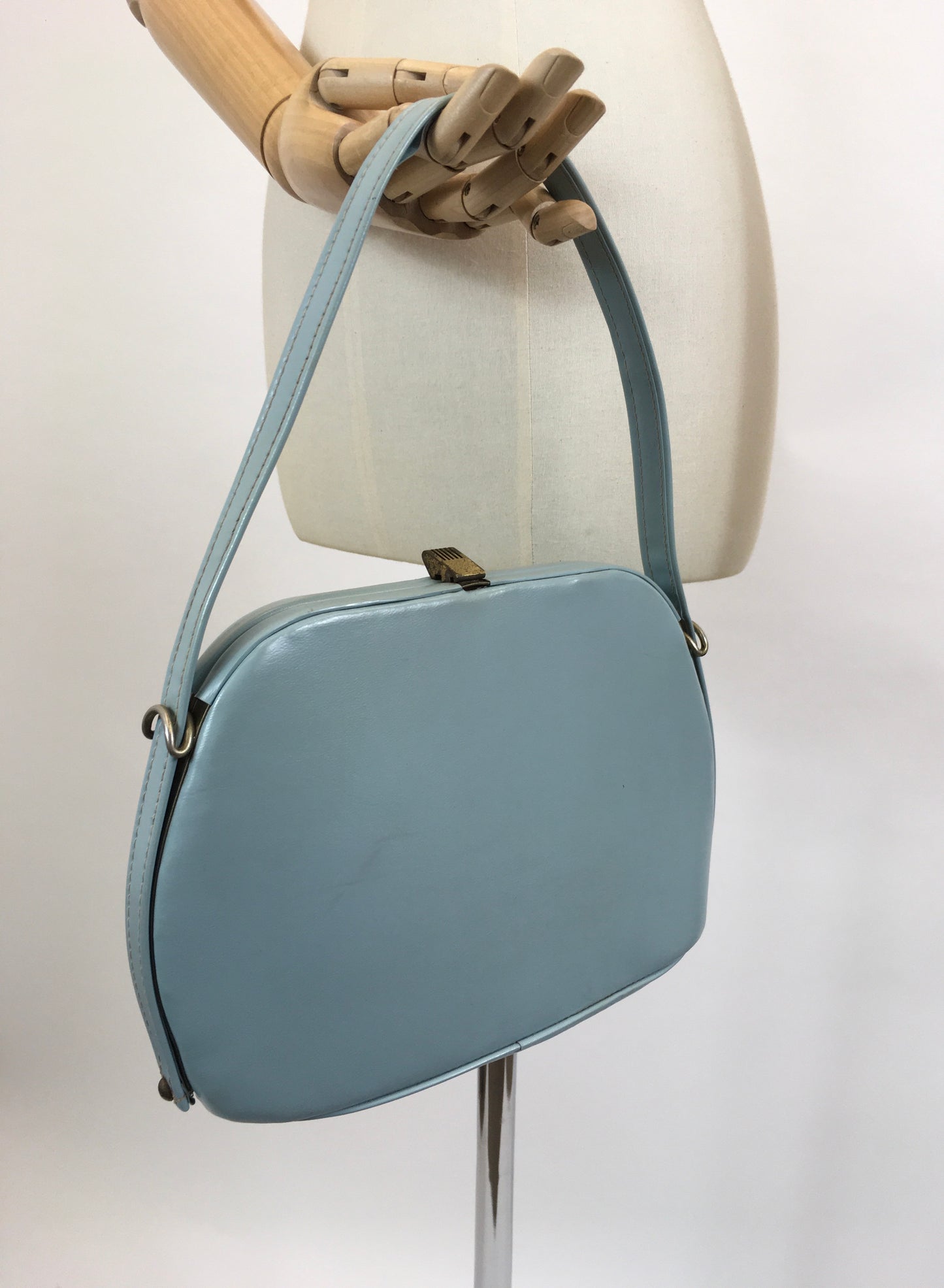 Original 1950's Single Handled Handbag - in palest of blues.