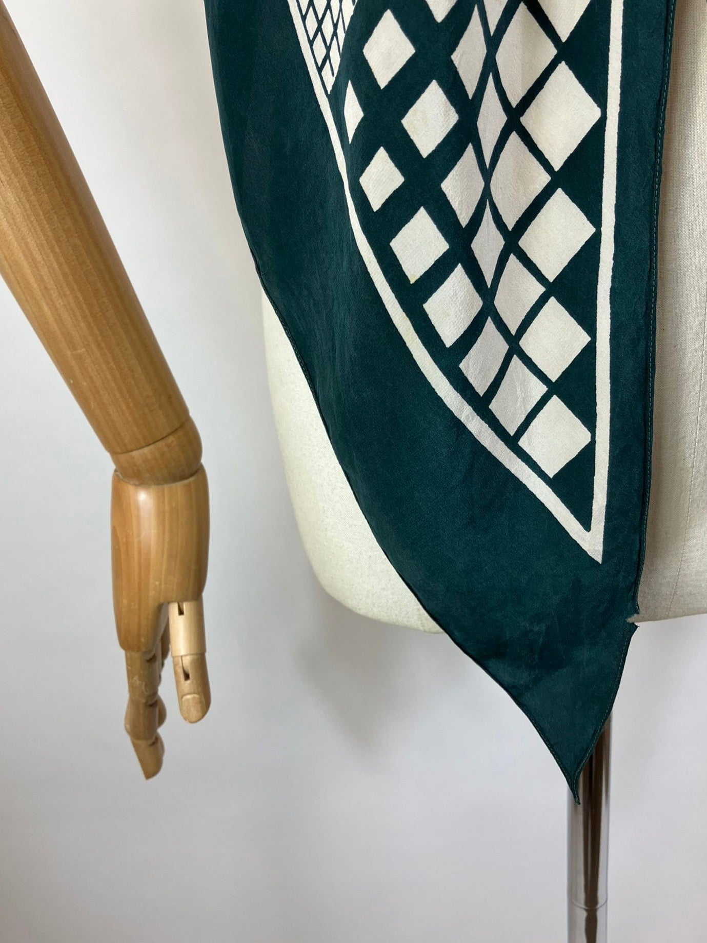 Original 1920’s/30’s Silk Dagger Point Scarf - Green, Brown and Taupe