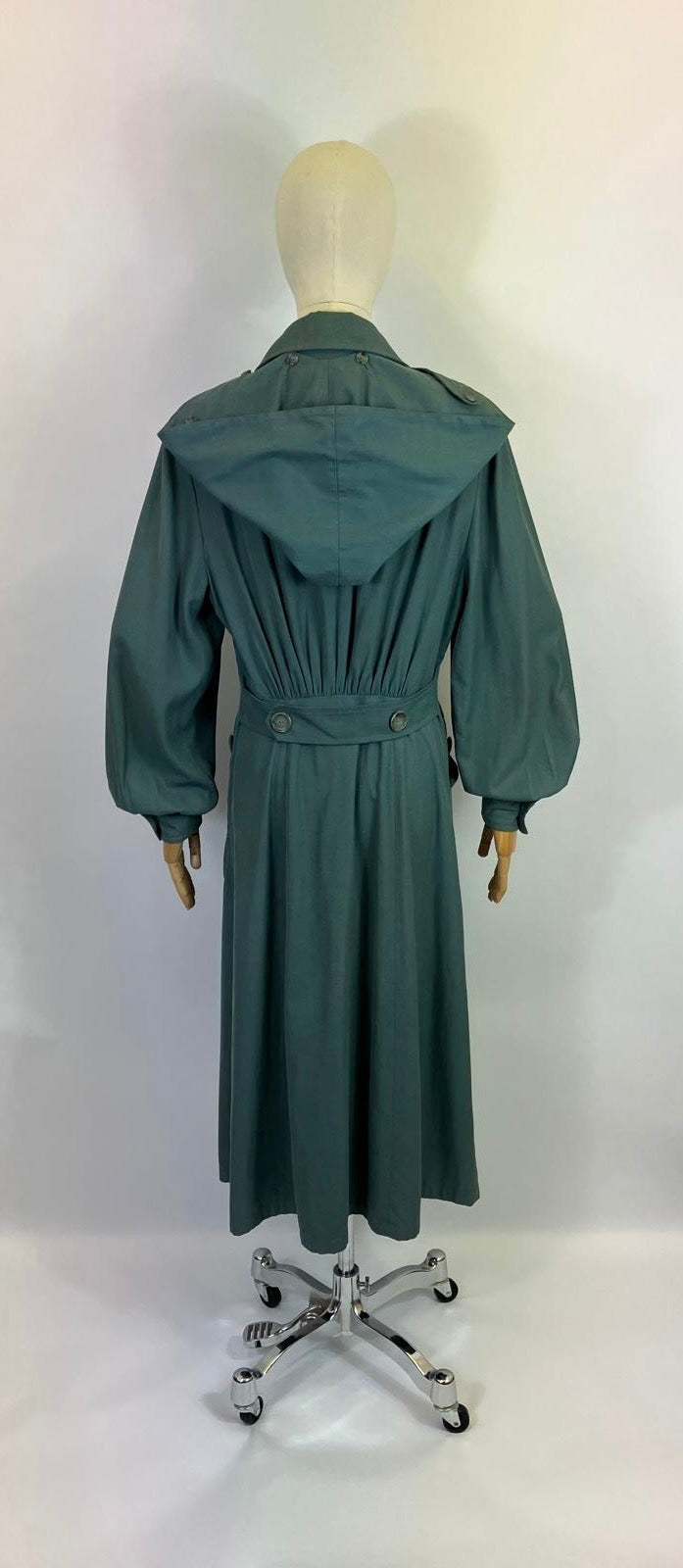 Original 1940’s RARE Amazing Hooded Rain Coat - in Airforce Blue