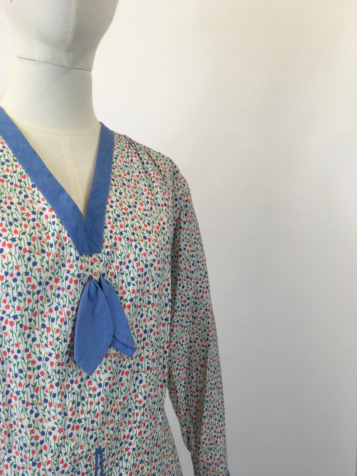 Original 1930’s Darling Floral Day Dress - In a Meadow Print with Greens, Blues, Yellows & Orange.