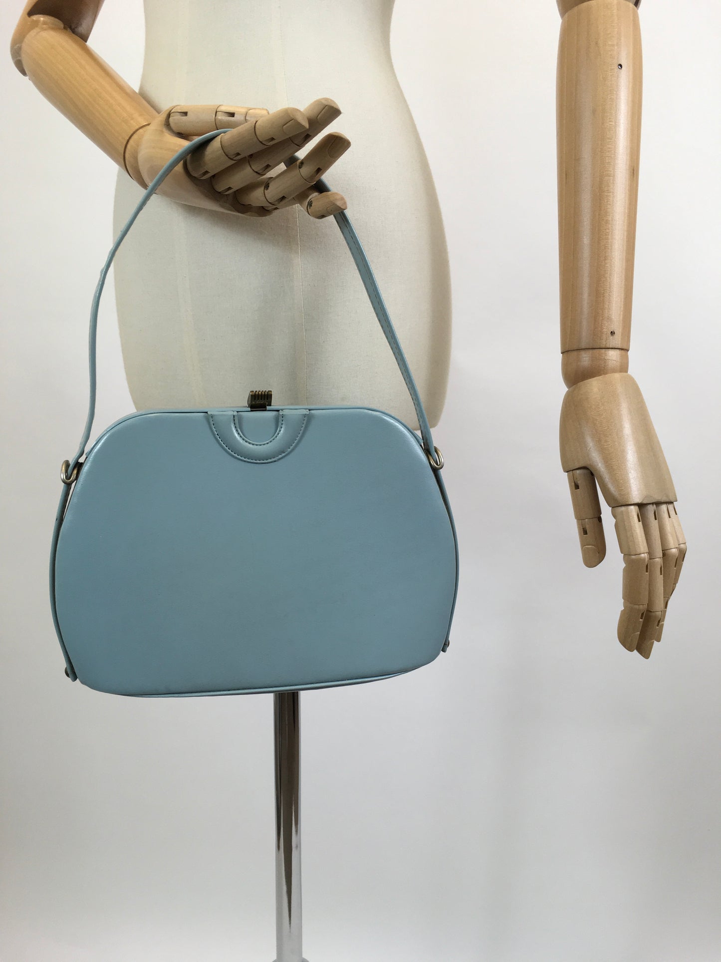 Original 1950's Single Handled Handbag - in palest of blues.