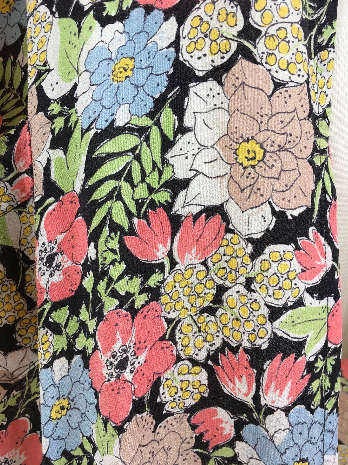 Original 1930’s Gorgeous Floral Summer Coat - Cornflower Blue, Dusky Pink, Primrose Yellow and Pistachio Green flowers