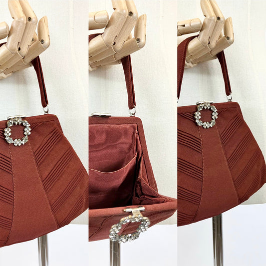 Original Gorgeous 1930’s/40’s Fabric Evening bag - in Cinnamon