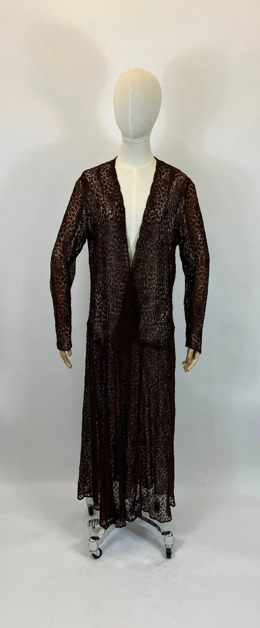 Original 1920's/ 1930's Crossover Lace Dress - in Gorgeous Deep Brown