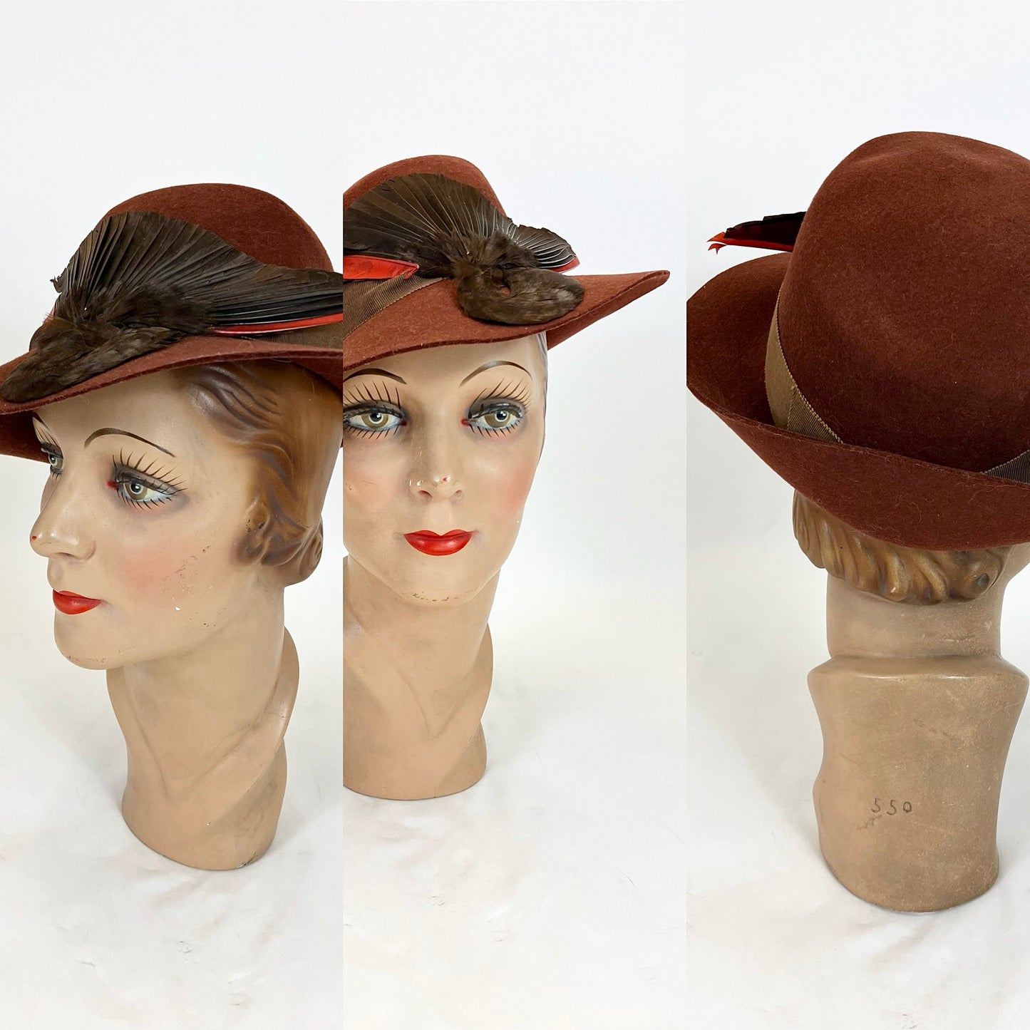 Original 1940's Fabulous Fedora - In burnt Cinnamon