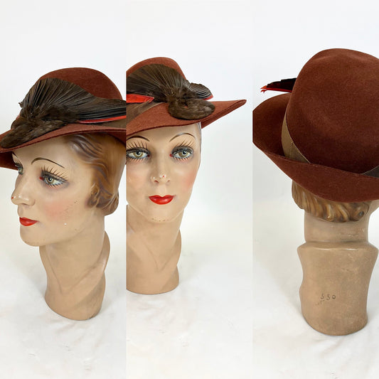 Original 1940's Fabulous Fedora - In burnt Cinnamon