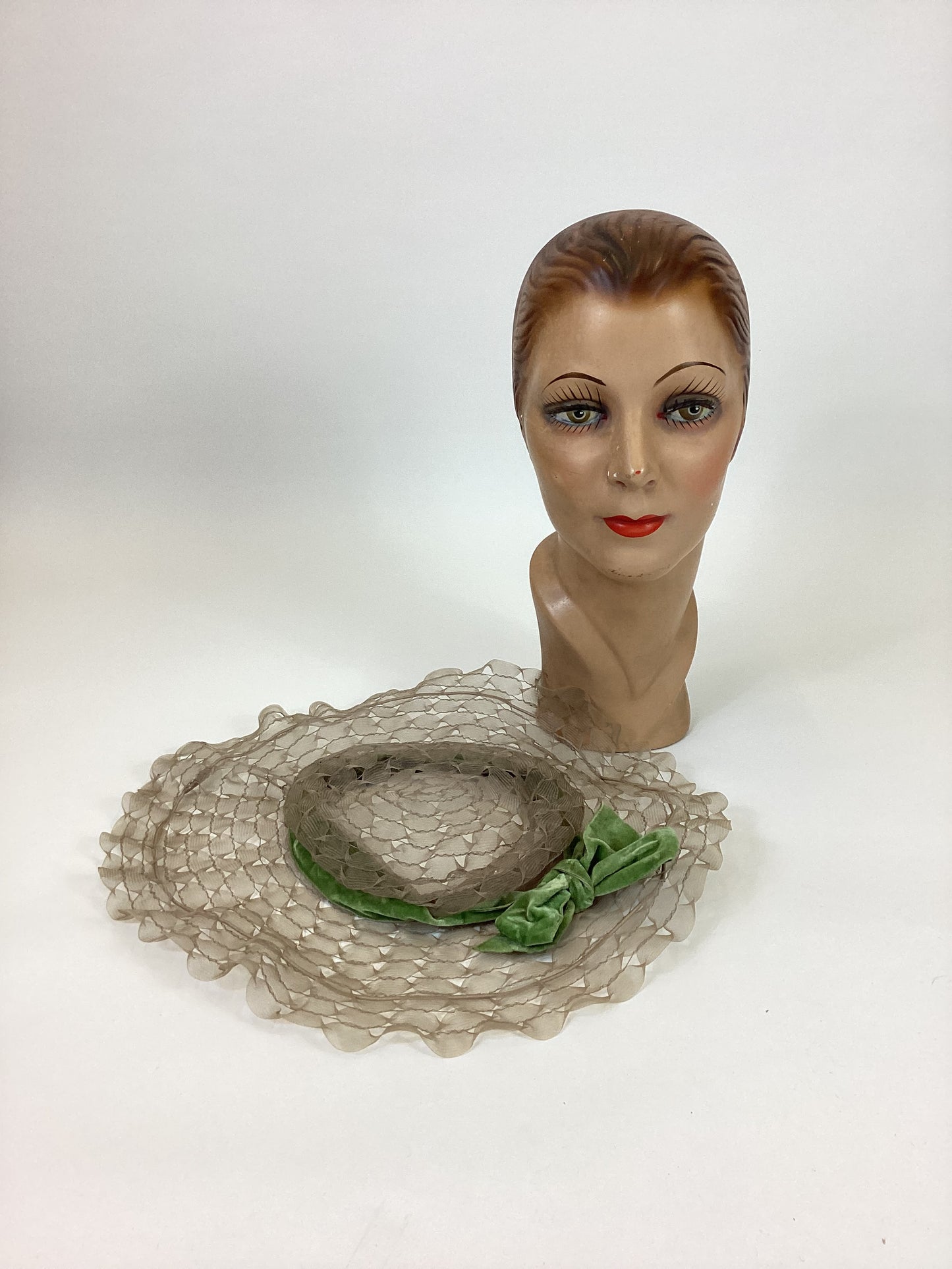 Original 1910's Amazing Edwardian Hat - in palest of pale green