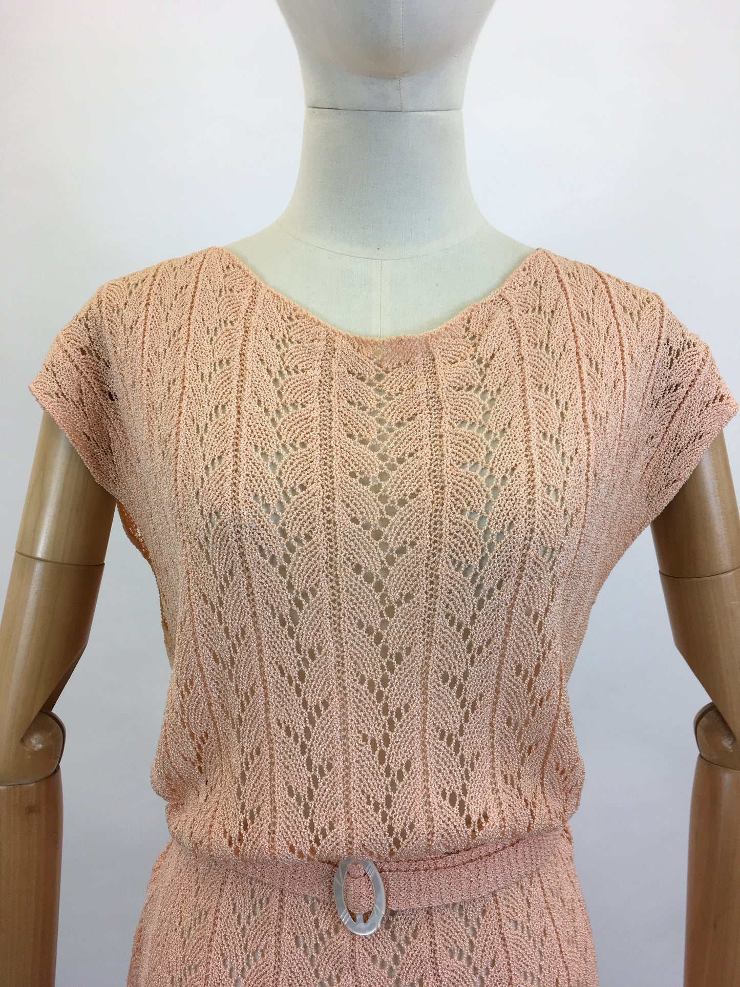 Original 1930's Fabulous Crochet Tunic - in pale peach
