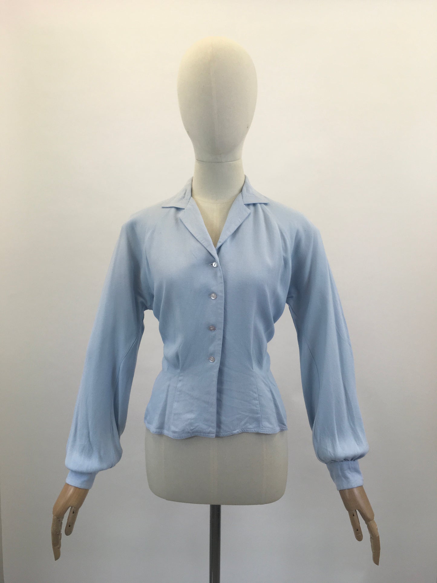 Original 1940's Long Sleeve Blouse - Cornflower Blue