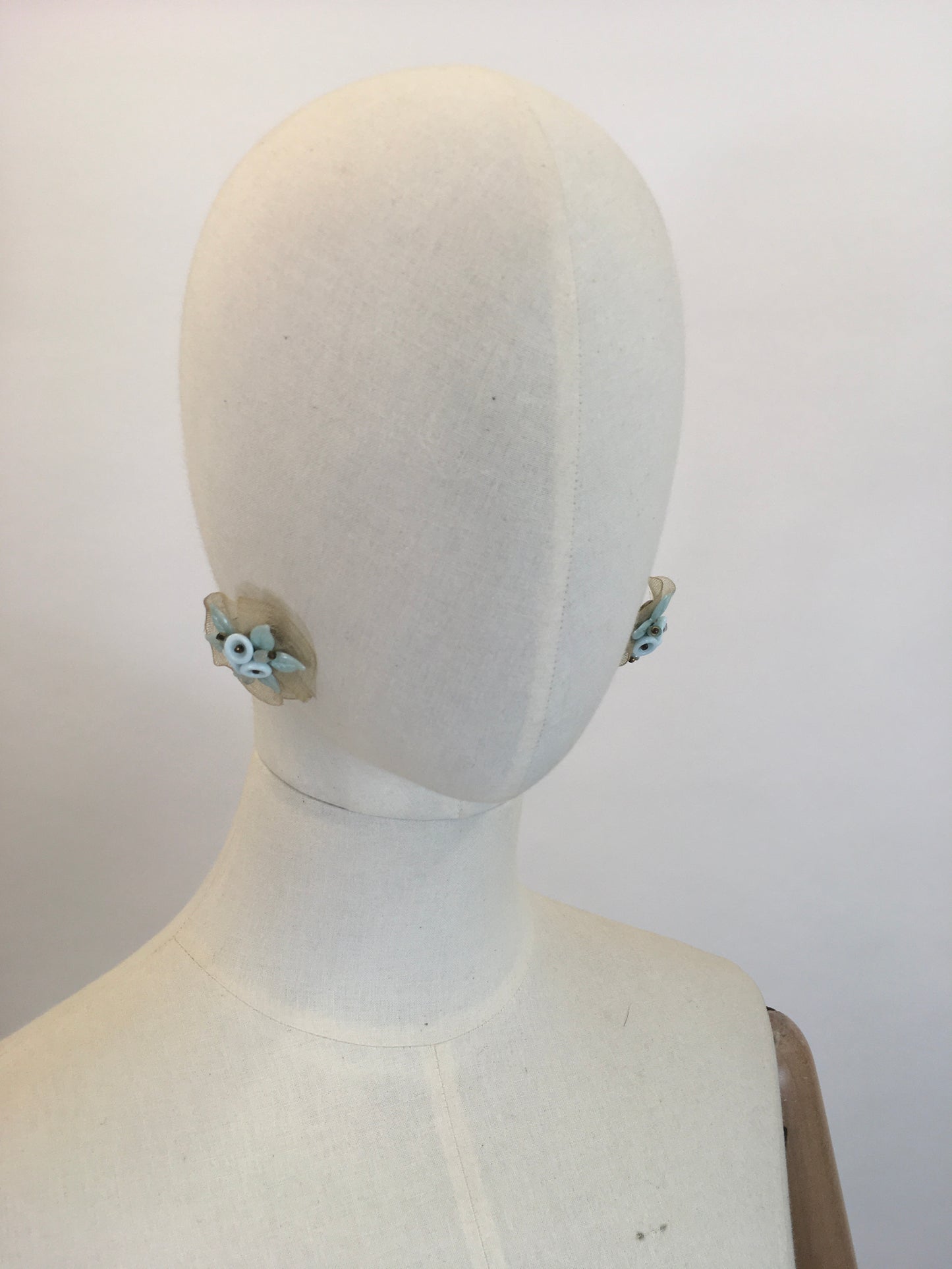 Original 40’s Amazing Clip On Earrings - Duck egg colour