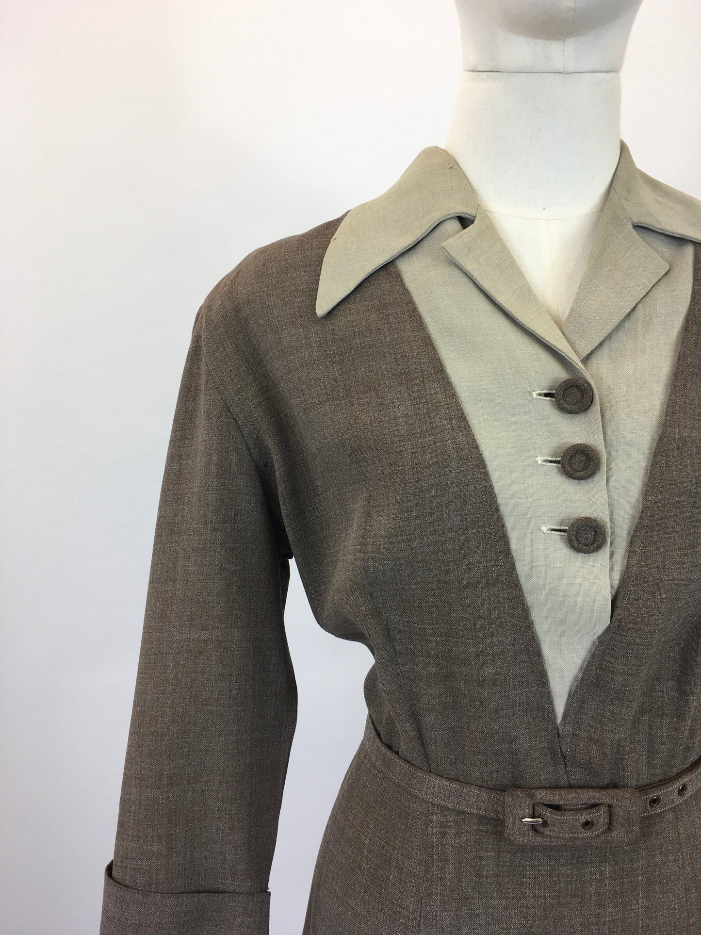 Original 40’s Beautiful Two Tone dress - Taupe and Brown colourway.