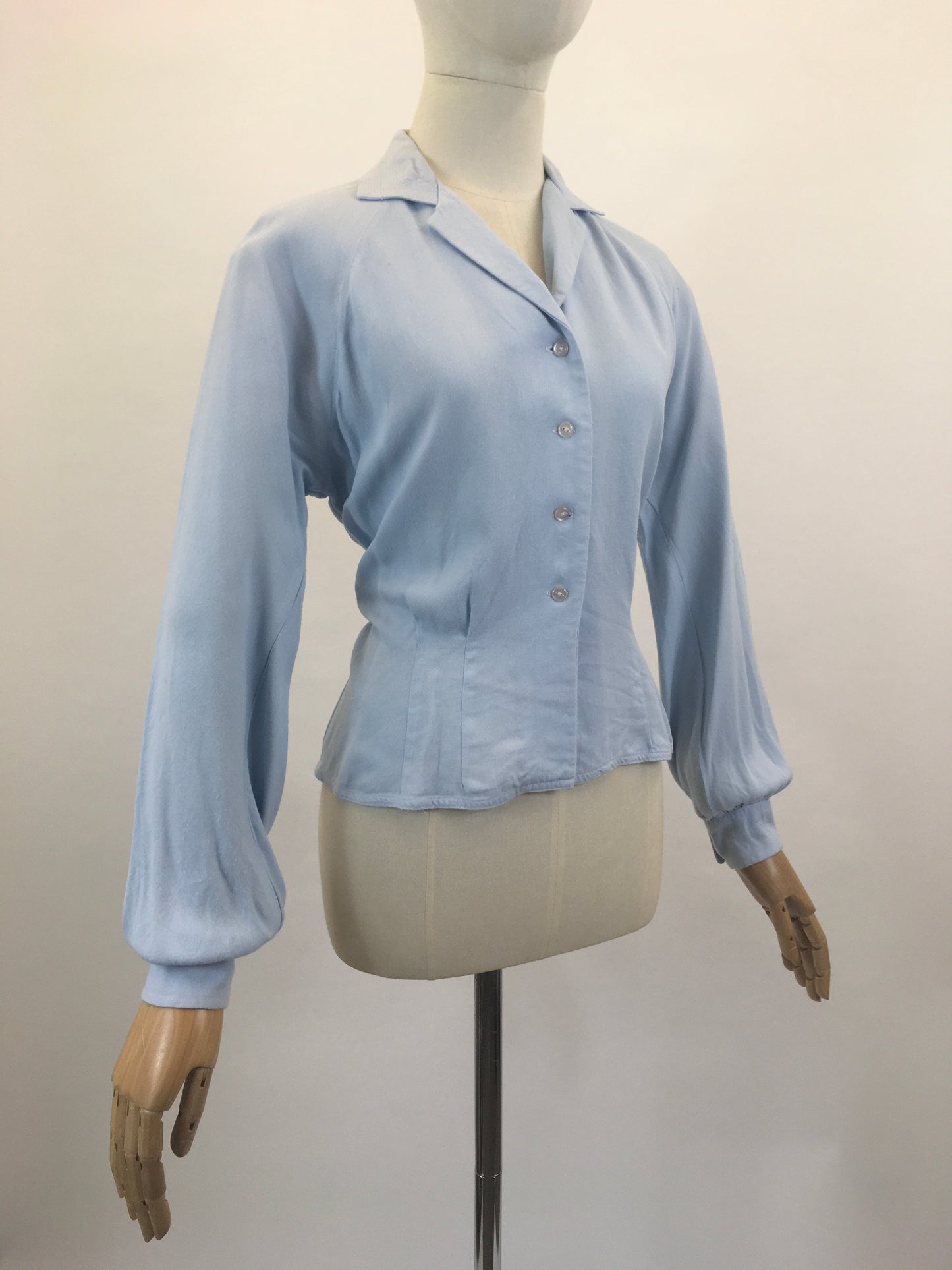 Original 1940's Long Sleeve Blouse - Cornflower Blue