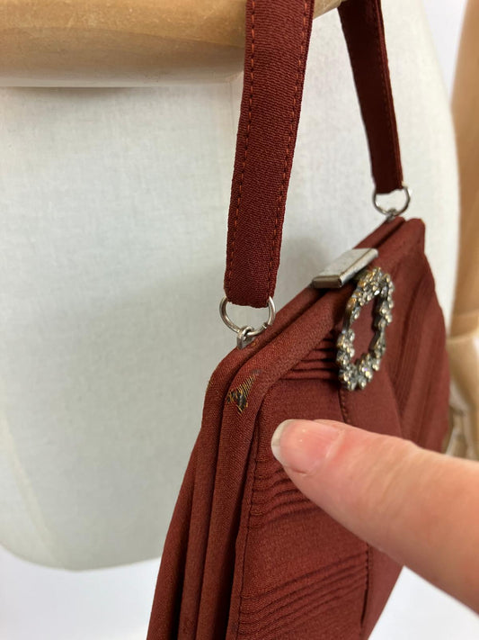 Original Gorgeous 1930’s/40’s Fabric Evening bag - in Cinnamon