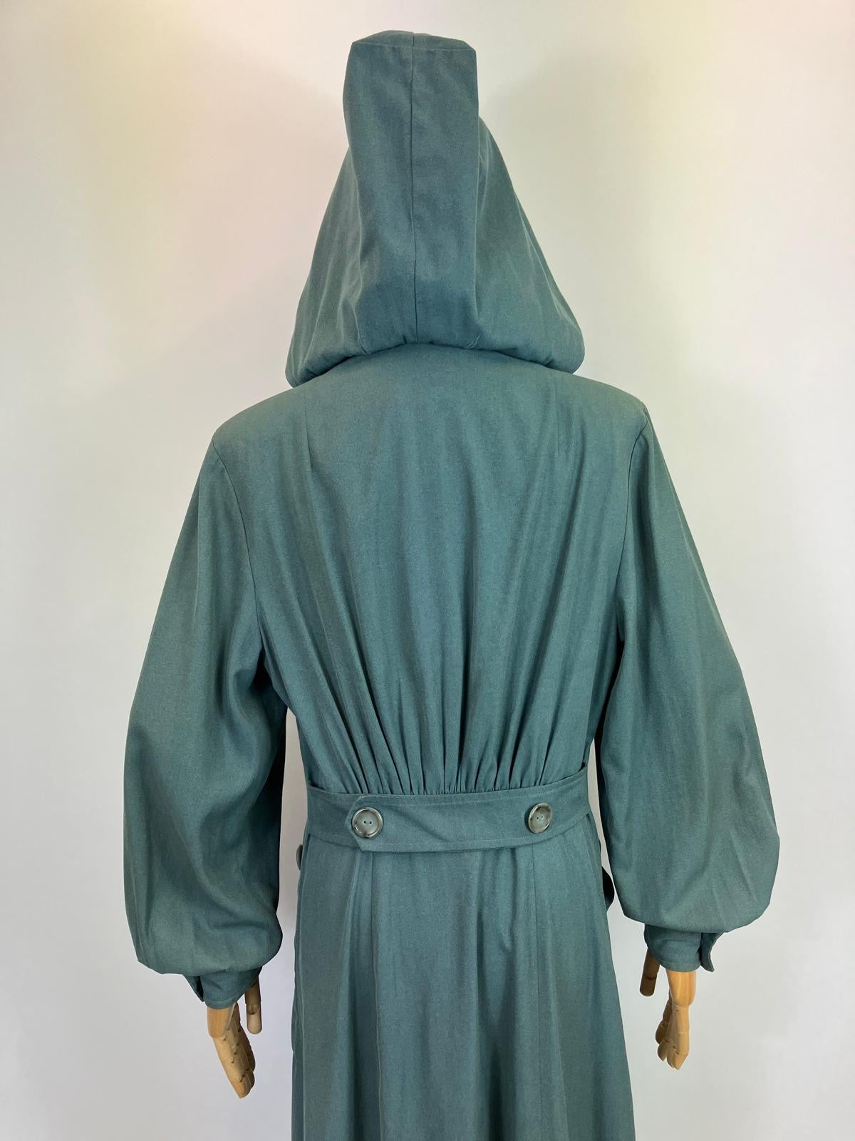 Original 1940’s RARE Amazing Hooded Rain Coat - in Airforce Blue
