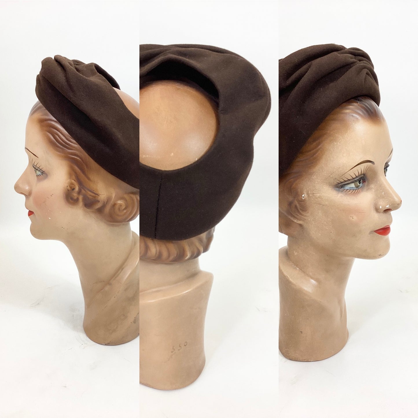 Original 40s darling Halo hat - chocolate brown felt