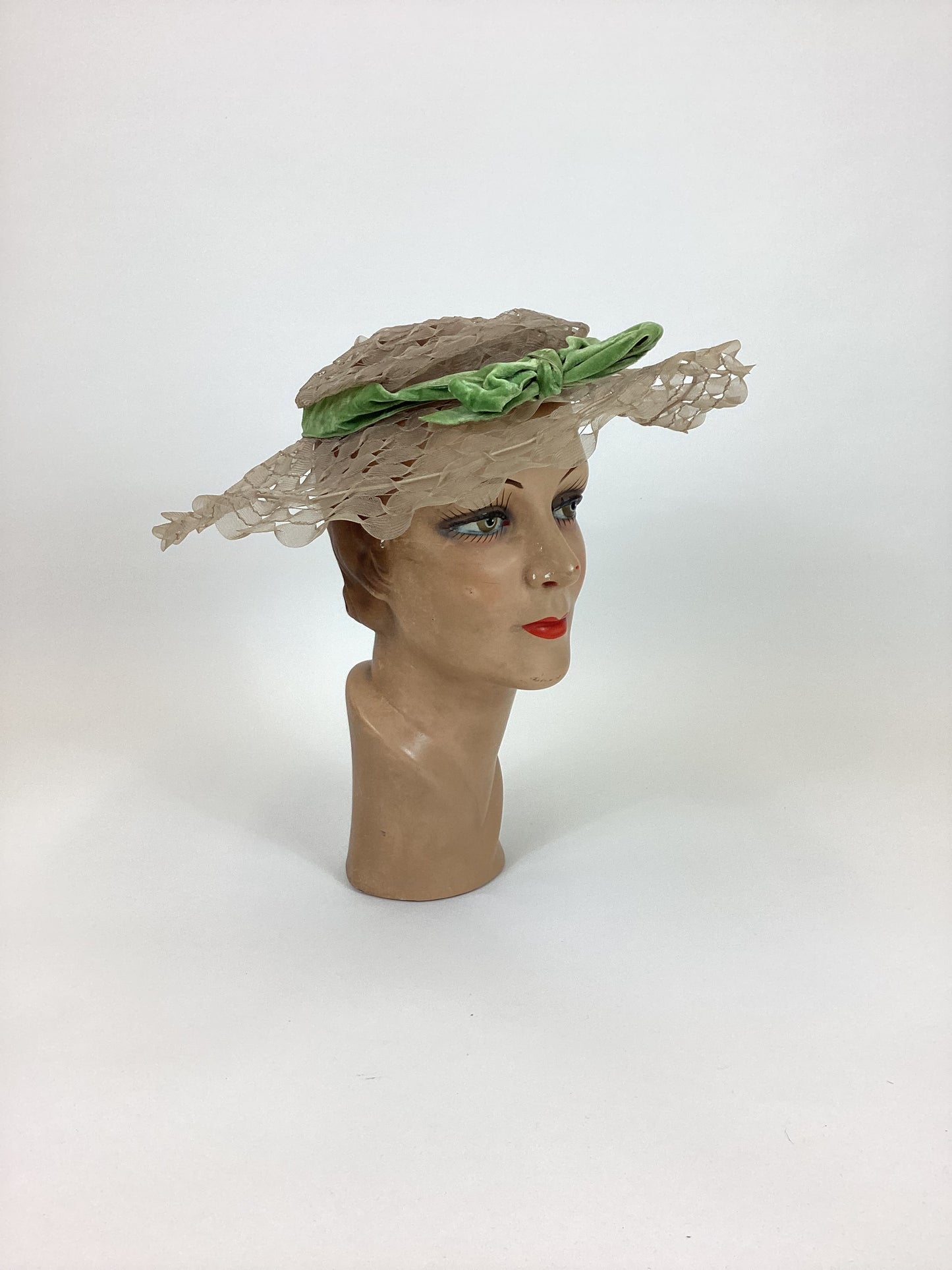 Original 1910's Amazing Edwardian Hat - in palest of pale green