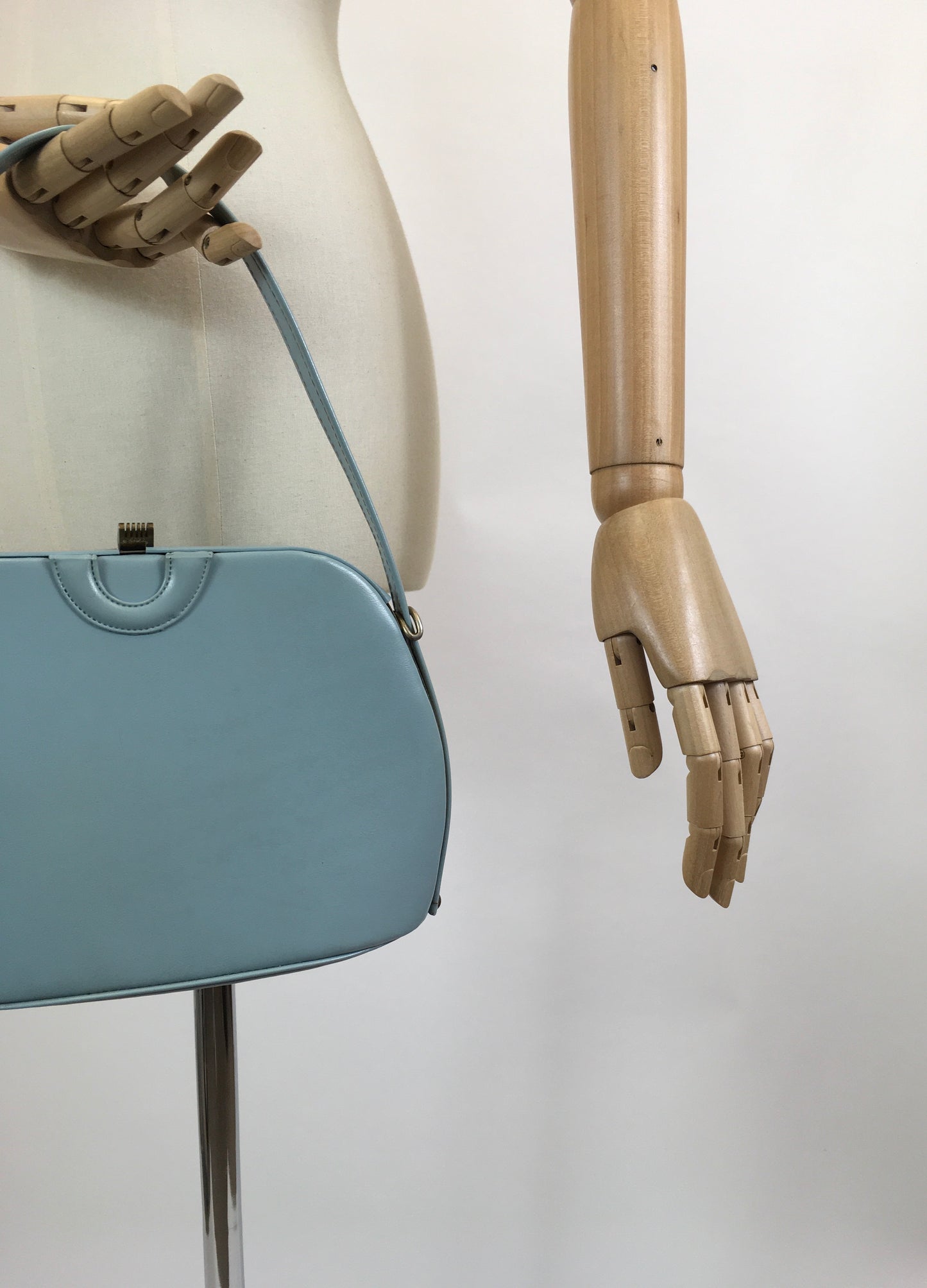 Original 1950's Single Handled Handbag - in palest of blues.