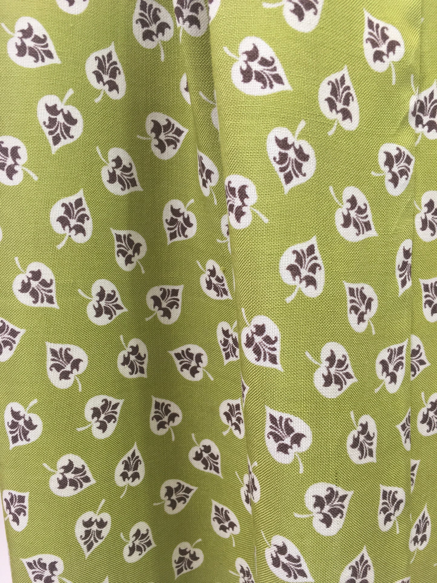 Original 1940’s Moygashel Linen Sundress -in Chautreuse / Cream and Brown