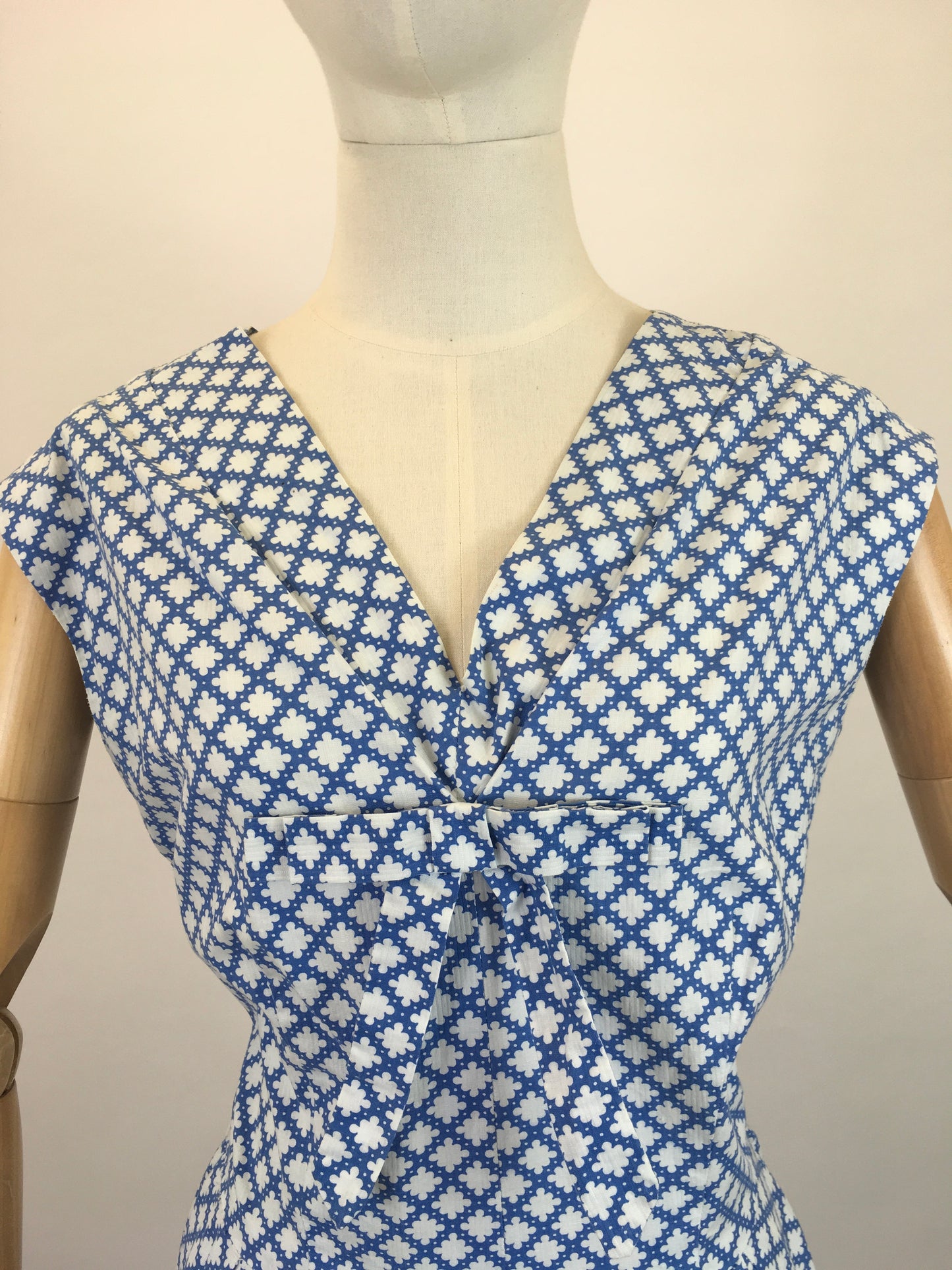 Original 1950s Fabulous Cotton Day dress- in Powder Blue and White