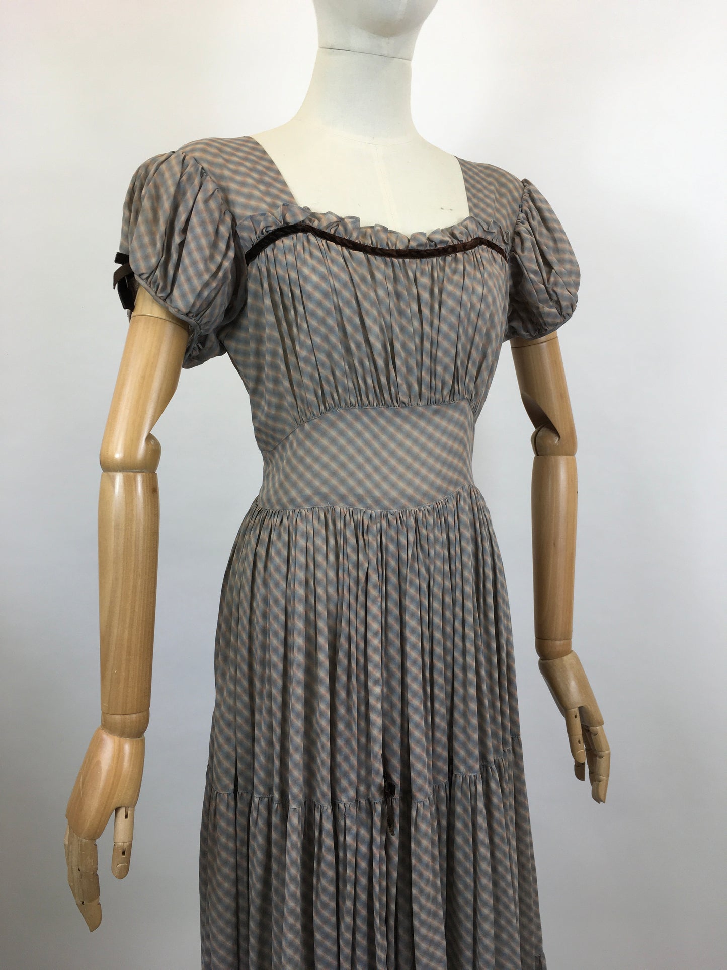 Original 1940’s Fabulous Striped Dress - Faint coloured stripes