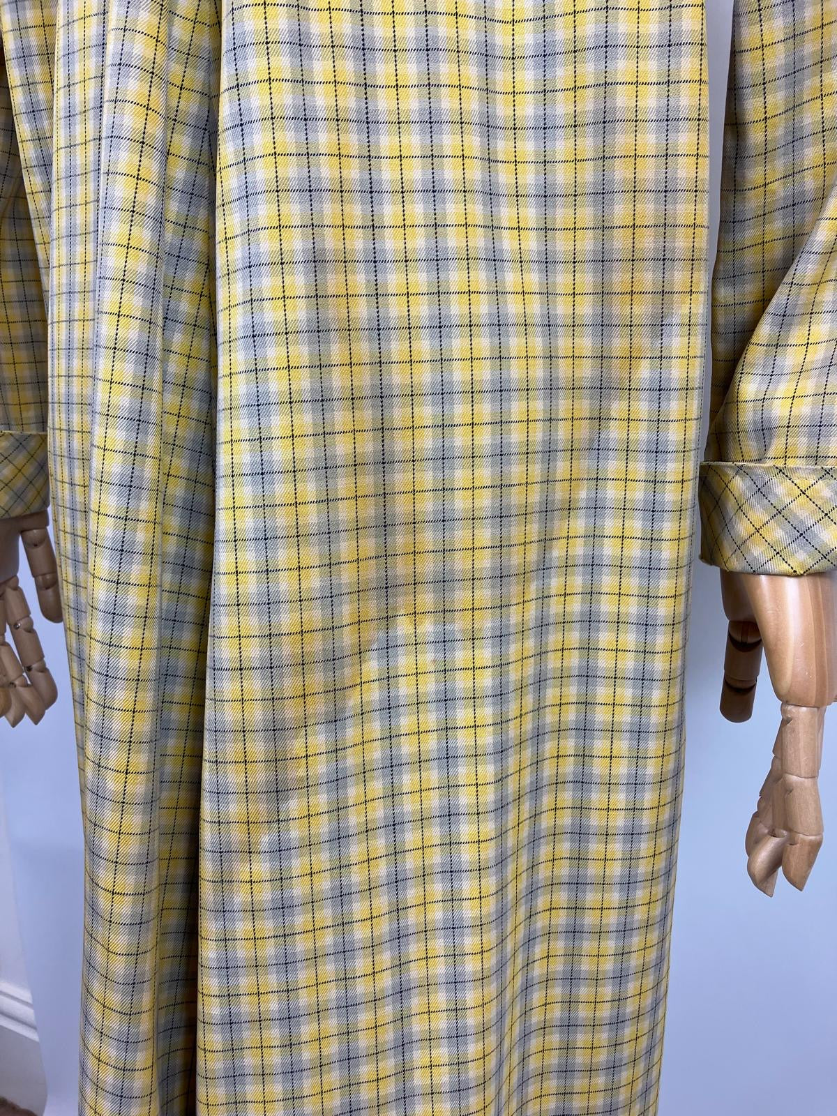 Original 1940’s RARE Hooded Rain Mac - Yellow and Grey plaid