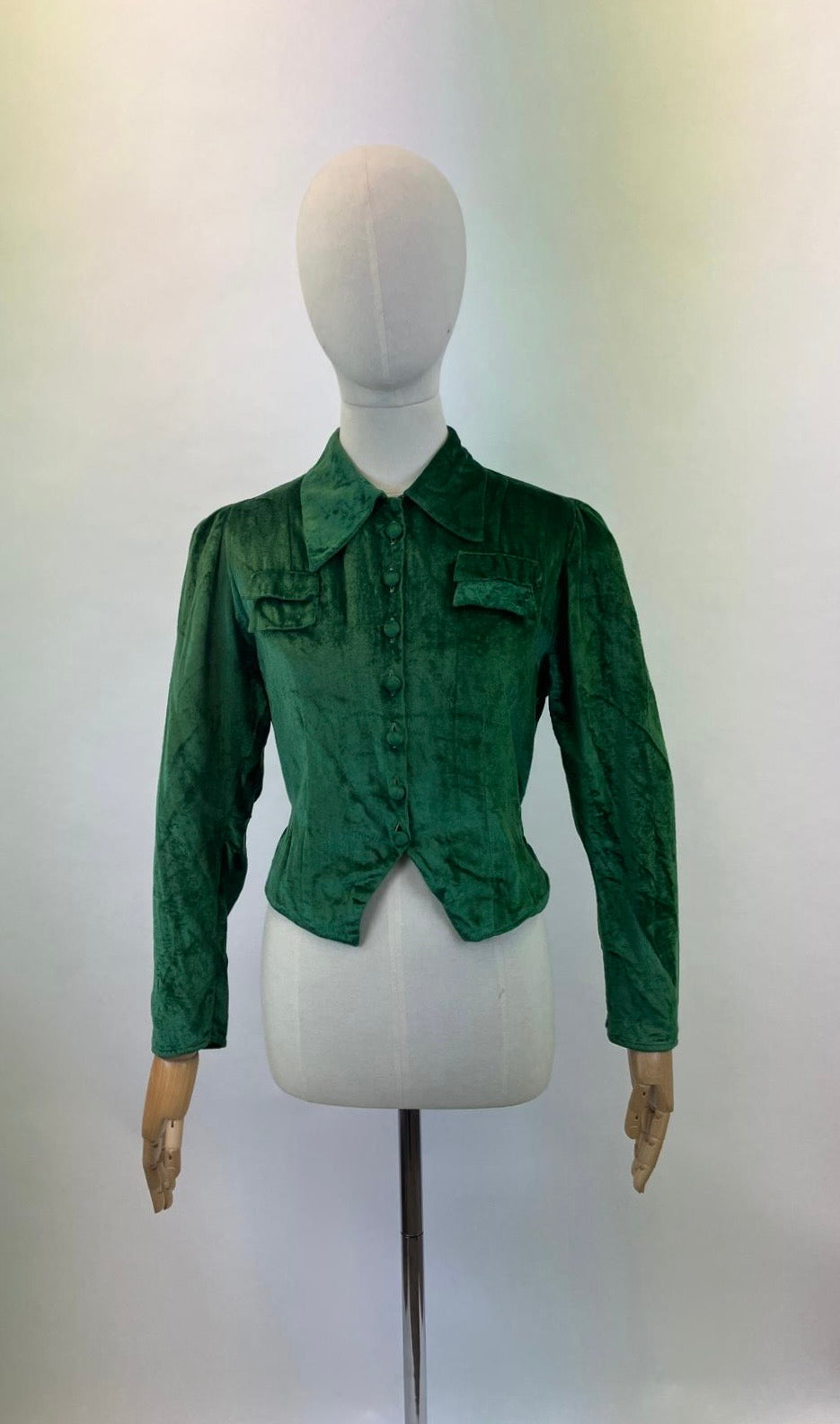 Original 1920's/30's Fabulous Silk Velvet Blouse - in Rich Green