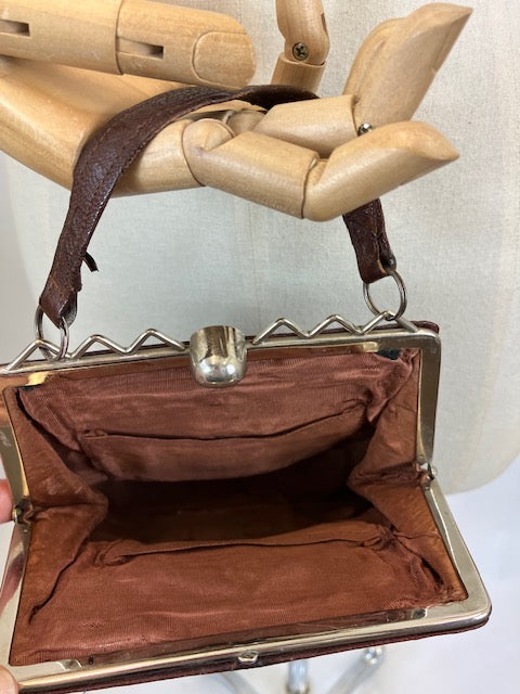 Original 20’s/30’s Art Deco Handbag - Burgundy Leather