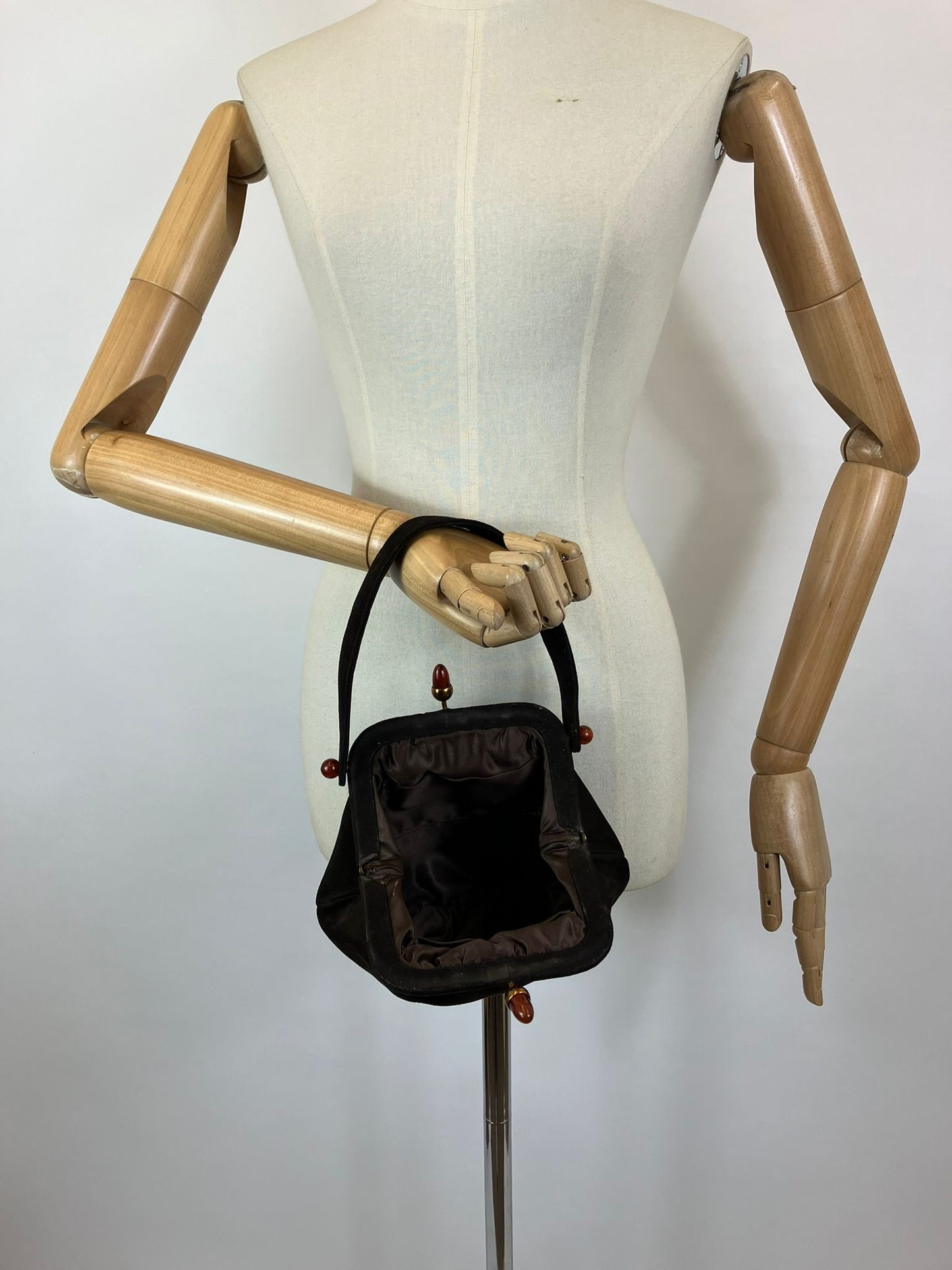 Original 1940’s Single handle Suede Handbag - Rich Dark Brown
