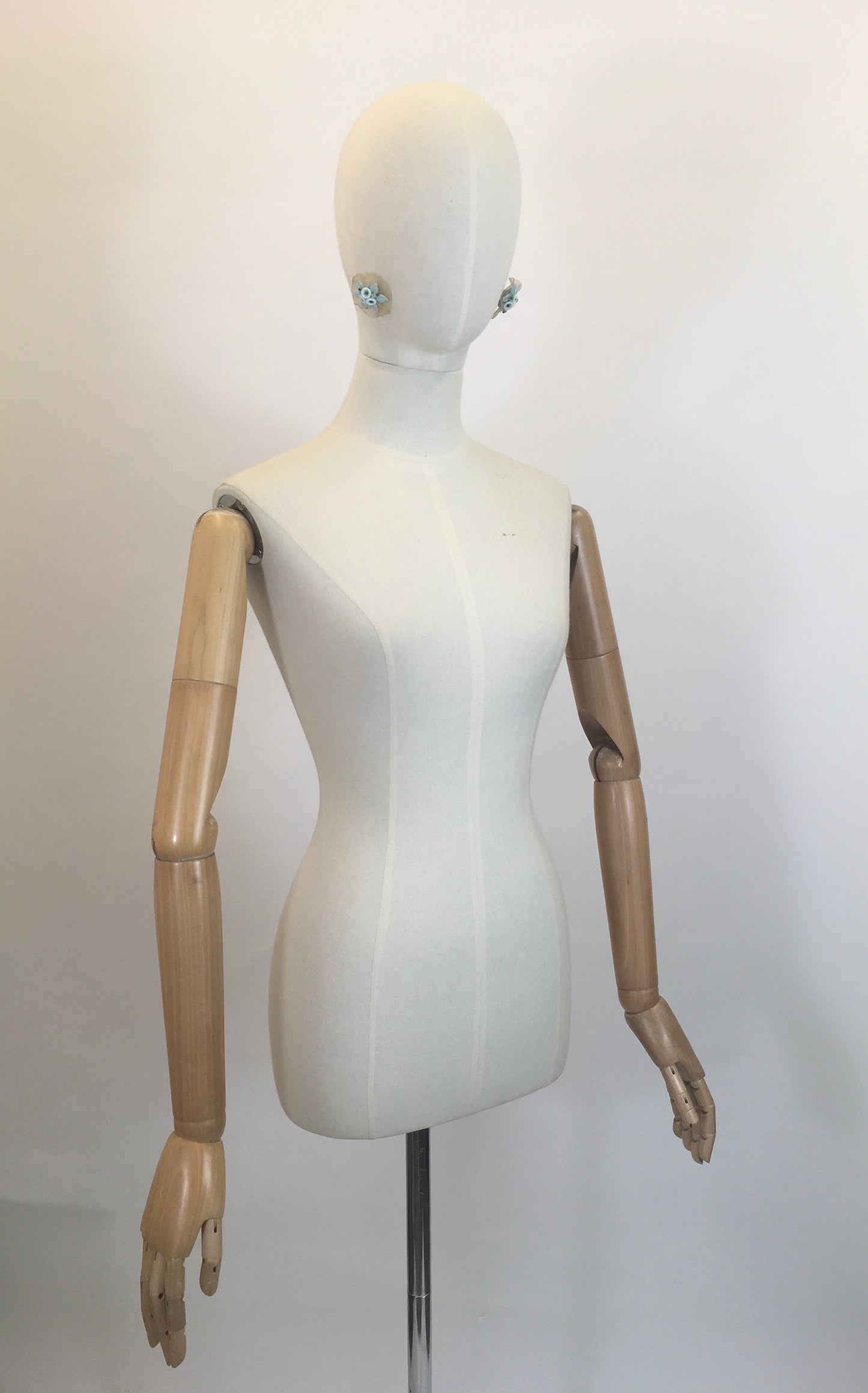 Original 40’s Amazing Clip On Earrings - Duck egg colour