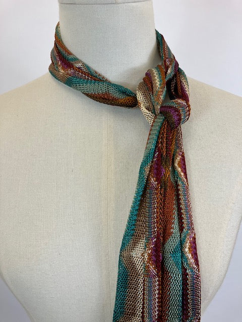 Original Fabulous 1930’s Silky Knit Scarf - Vibrant colours