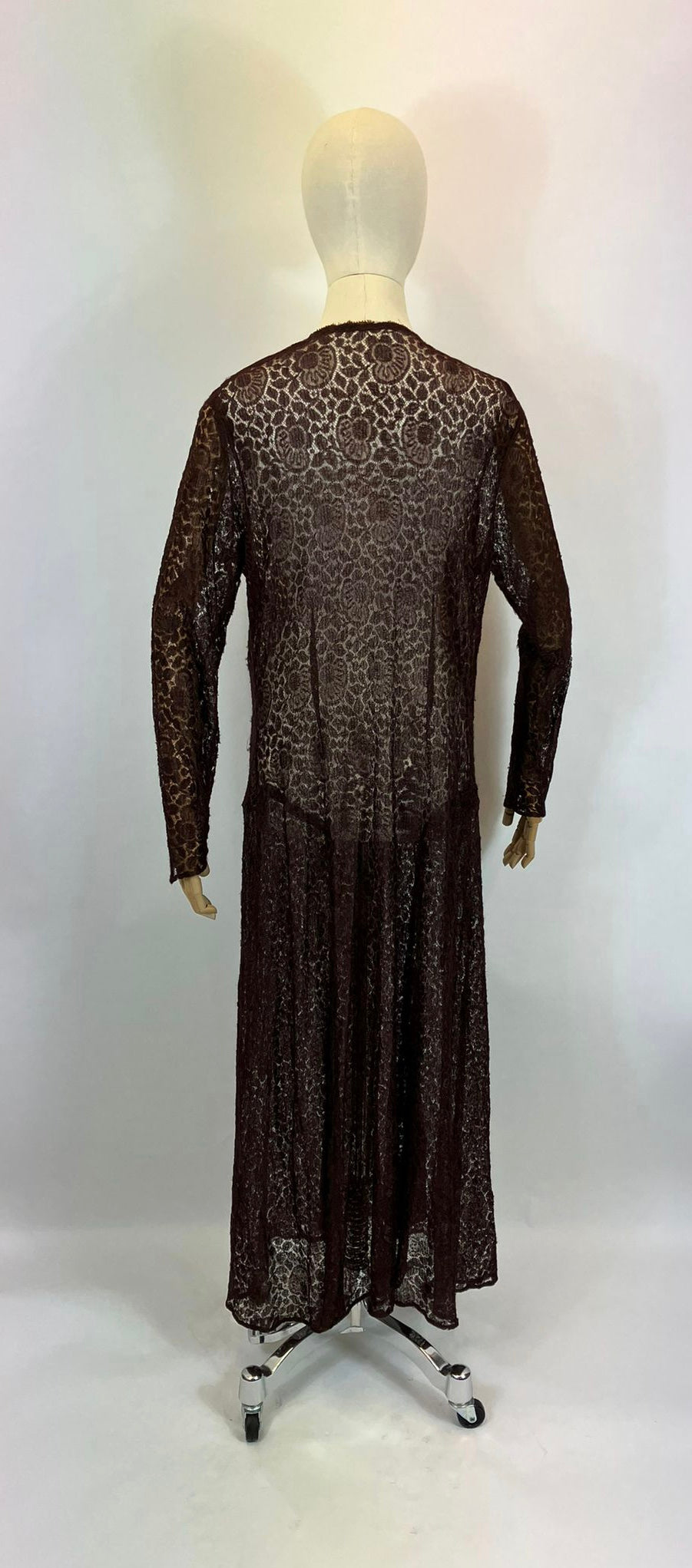 Original 1920's/ 1930's Crossover Lace Dress - in Gorgeous Deep Brown