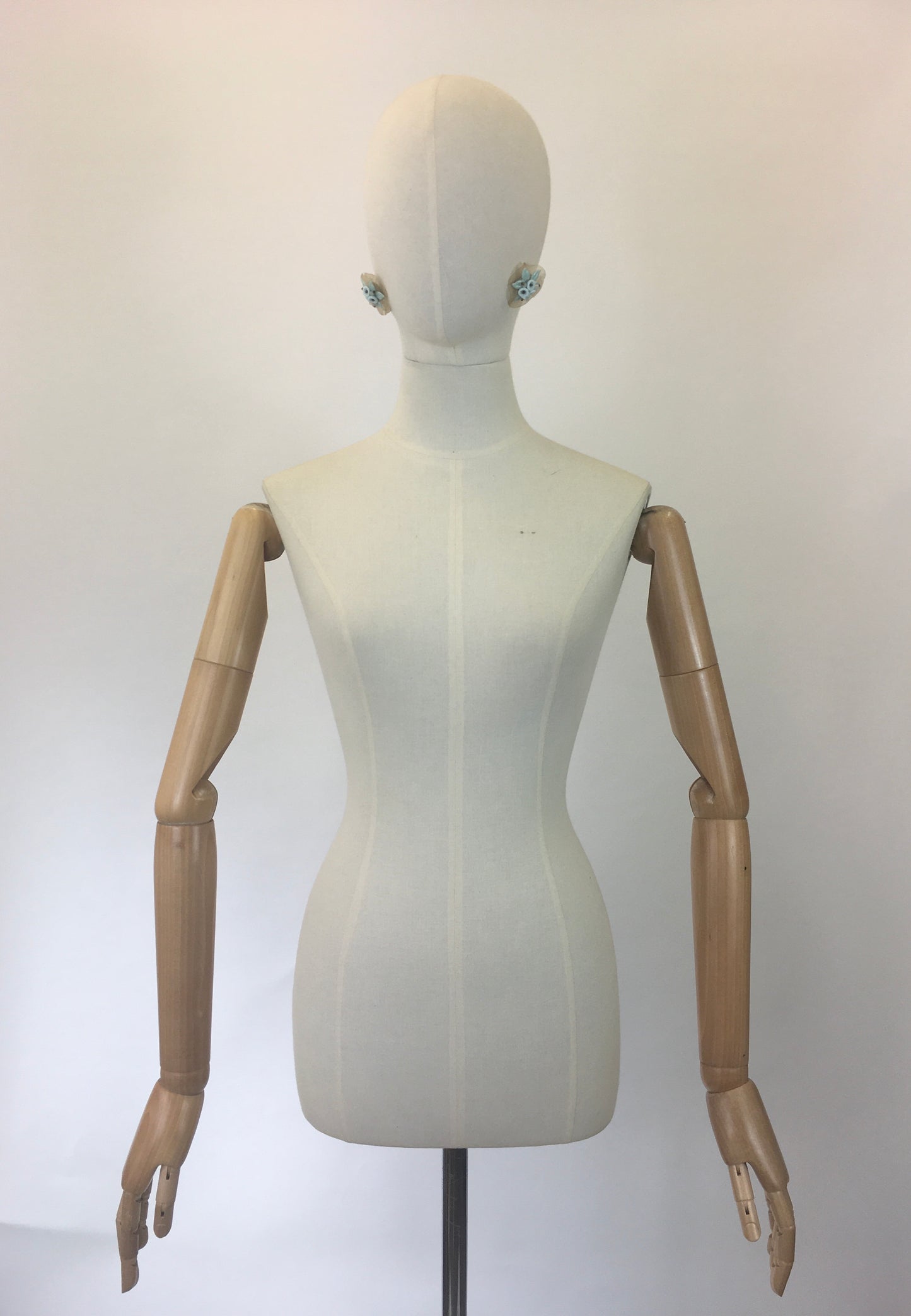 Original 40’s Amazing Clip On Earrings - Duck egg colour