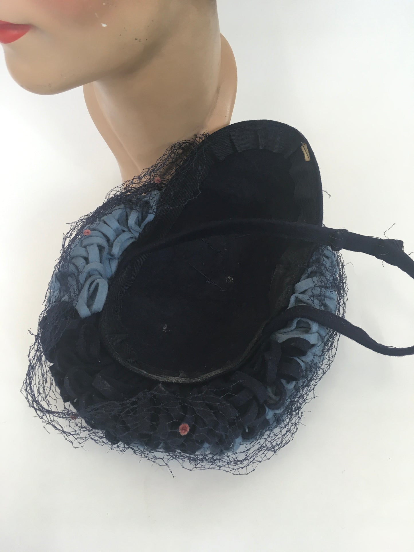 Original 1940’s Sensational Tilt Hat - In Powder Blue & Navy