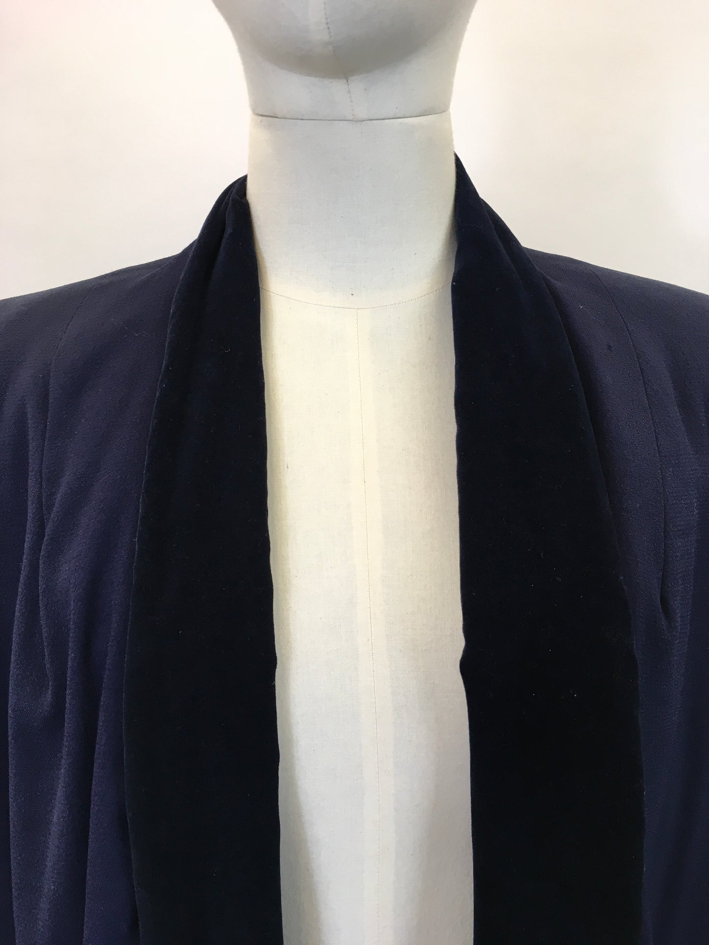 Original 1940’s Beautiful edge to edge swagger coat - Navy with Royal Navy velvet trim