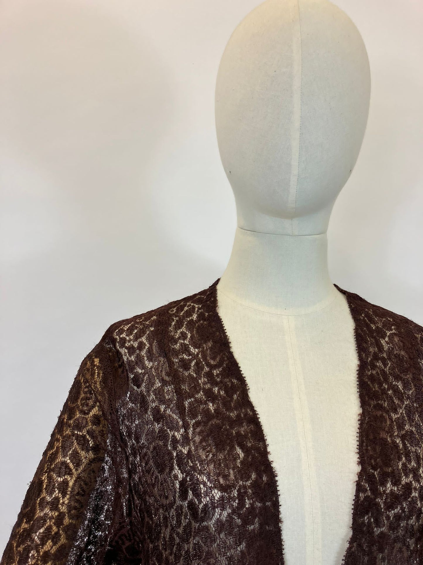 Original 1920's/ 1930's Crossover Lace Dress - in Gorgeous Deep Brown