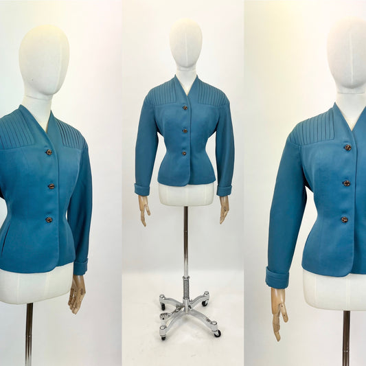 Original Late 1940's beautiful 'new look' era jacket - in Teal