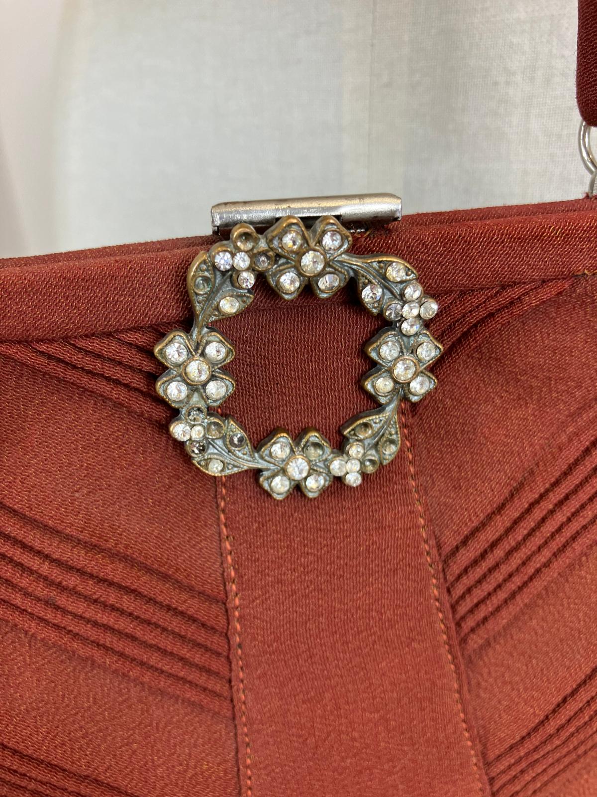 Original Gorgeous 1930’s/40’s Fabric Evening bag - in Cinnamon